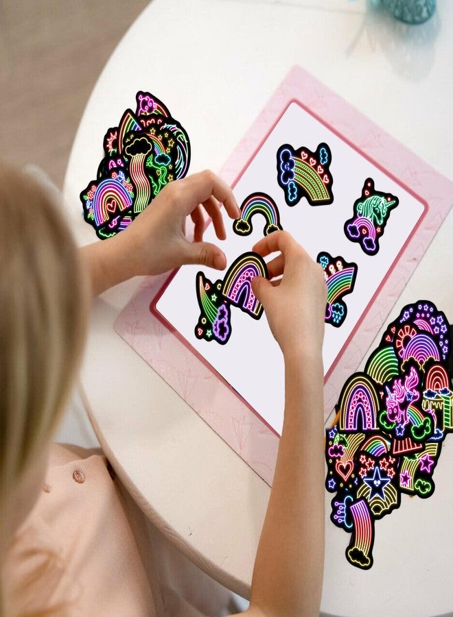 Robmoda 51 Pcs Neon Rainbow Stickers for Kids Glow in The Dark, Unicorns Sticker for Water Bottle, Vinyl Waterproof Laptop Decals for Teens Girls Boys, Students Classroom Prizes Sticker Pack - Image 5